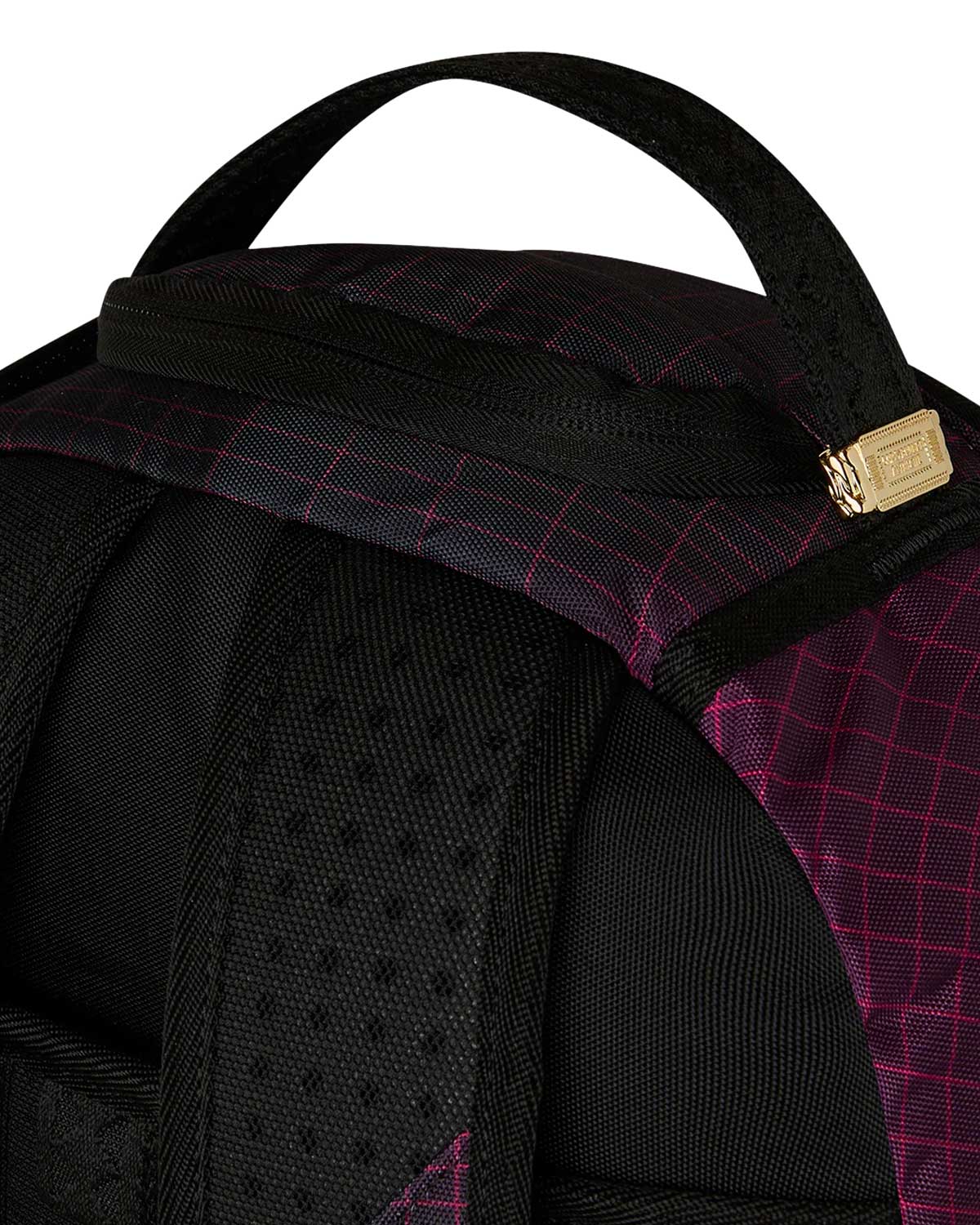 Sprayground Party Shark Fiber Optics Backpack, top handle detail