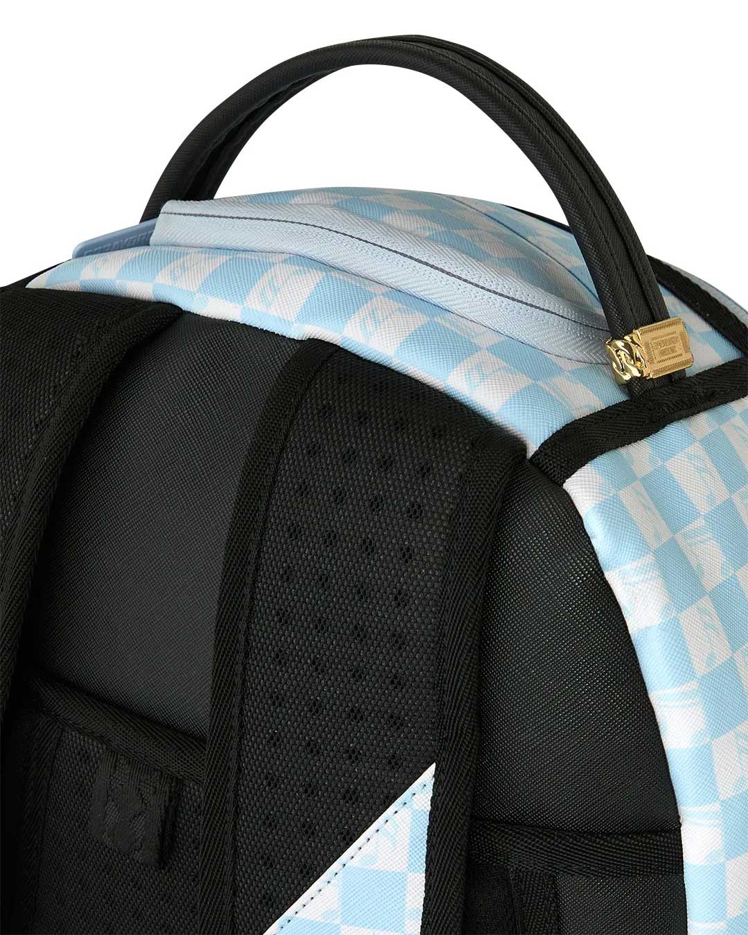 Sprayground Peanuts Snoopy Jams Backpack blue, close-up of the top carry handle