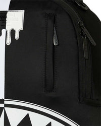 Sprayground Shark Central 2.0 Beyond Time Backpack, close-up of the drip logo patch