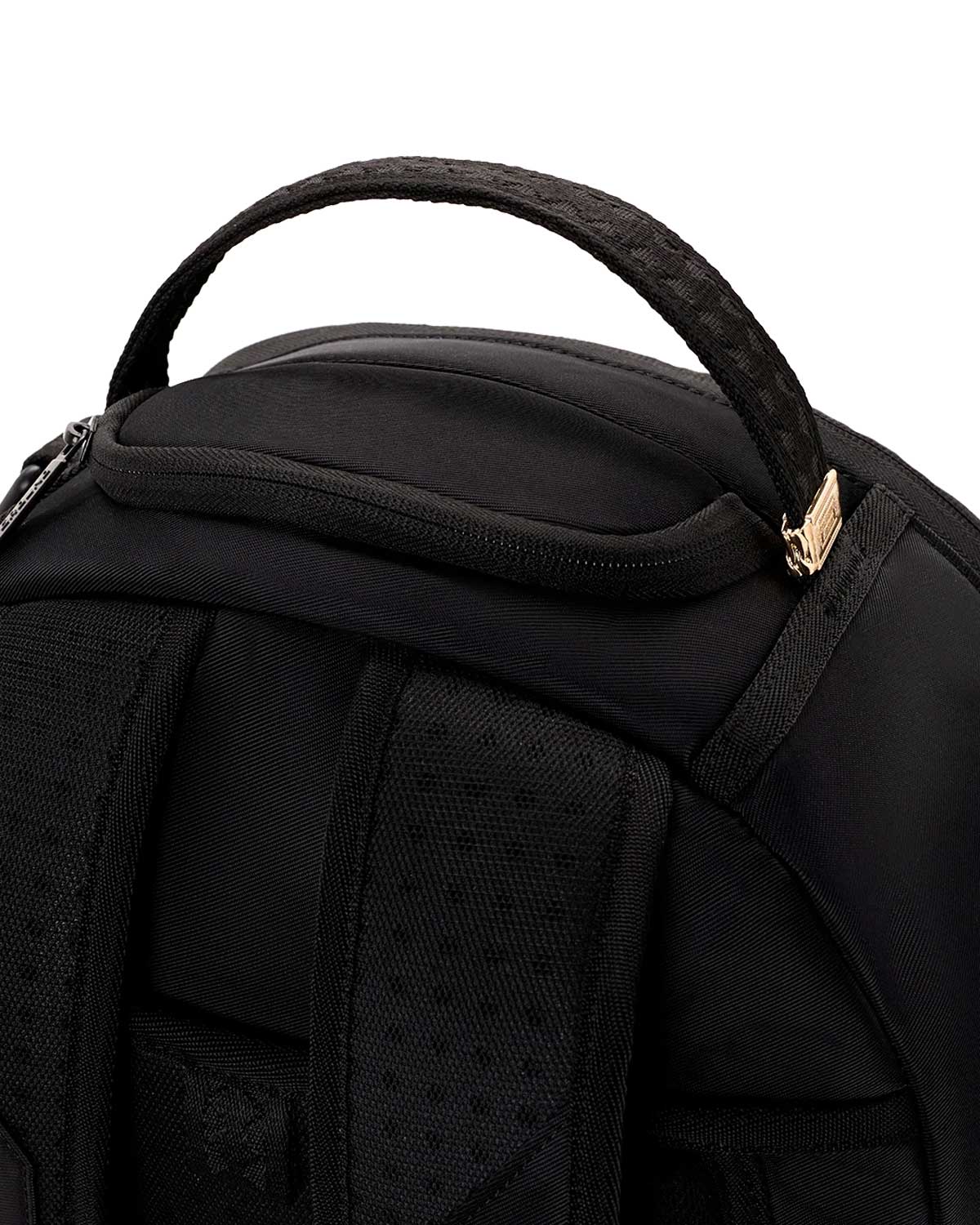 Sprayground Shark Central Blacked Out Nylon Backpack, top handle detail