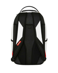Sprayground Shark Central Bubbly White Backpack, back view showing padded shoulder straps