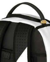 Sprayground Shark Central Bubbly White Backpack, close-up of the top carry handle