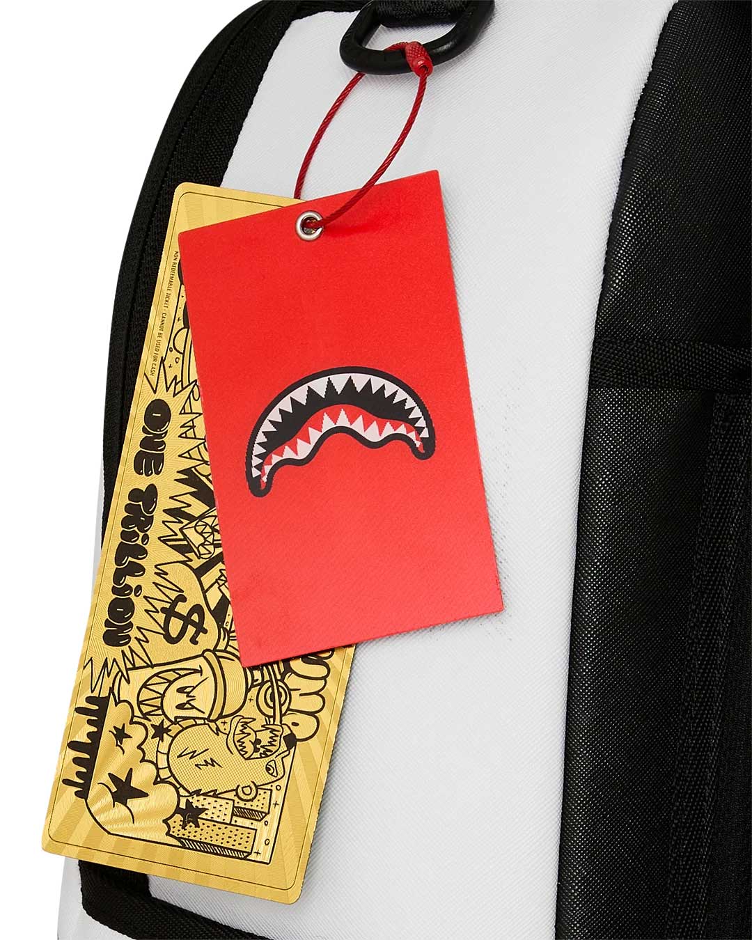 Sprayground Shark Central Bubbly White Backpack, Sprayground hang tags