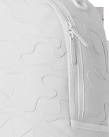 Sprayground Shark Central Camo Cut Shark White Backpack, close-up detail of the camo-cut stitching