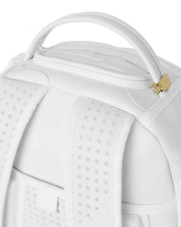 Sprayground Shark Central Camo Cut Shark White Backpack, top handle detail
