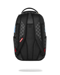 Sprayground Sharks On Iceberg Backpack, back view showing padded shoulder straps