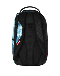 Sprayground Split Ocean Deep Backpack blue, back view showing padded shoulder straps