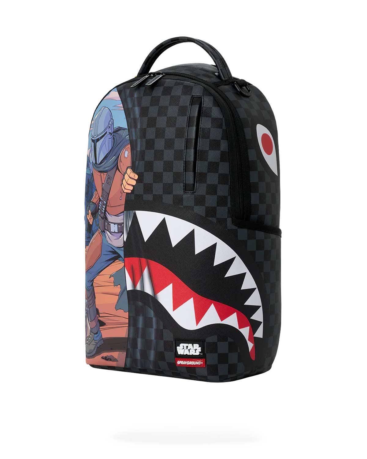 Sprayground Star Wars Mando and Grogu Reveal Backpack, side profile view