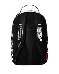 Sprayground Stencil Shark Attack Backpack purple, angled three-quarter view