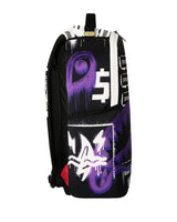 Sprayground Stencil Shark Attack Backpack purple, side profile view