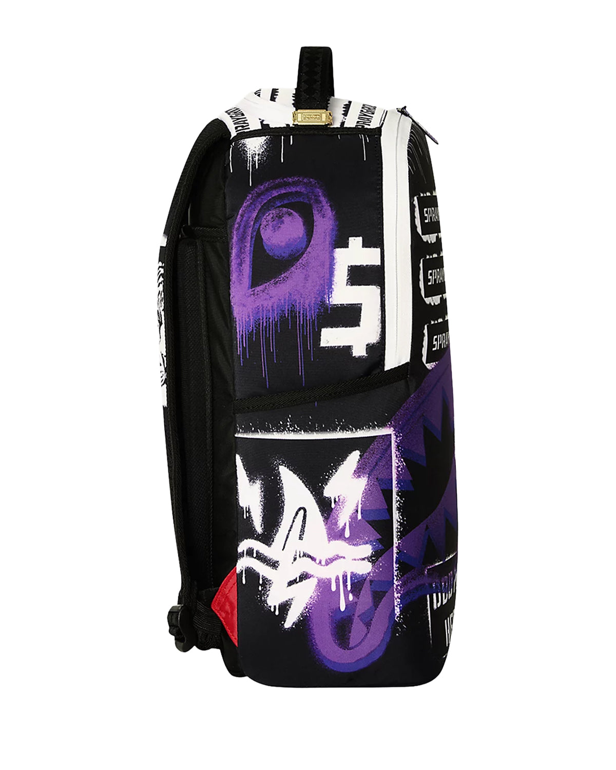 Sprayground Stencil Shark Attack Backpack purple, side profile view