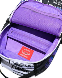Sprayground Stencil Shark Attack Backpack purple, opposite side view