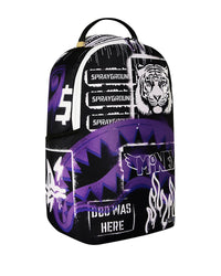 Sprayground Stencil Shark Attack Backpack purple, detail of the winged Money logo