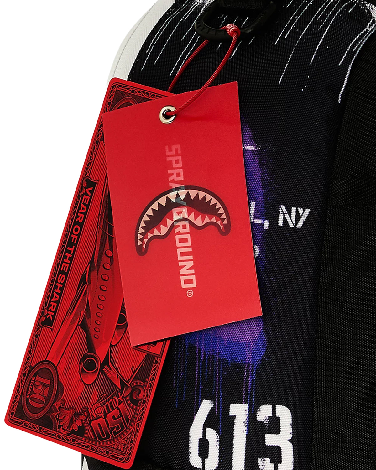 Sprayground Stencil Shark Attack Backpack purple, Sprayground hang tags
