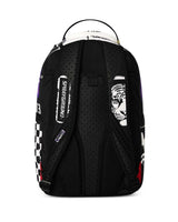 Sprayground Stencil Shark Attack Backpack purple, back view showing padded shoulder straps