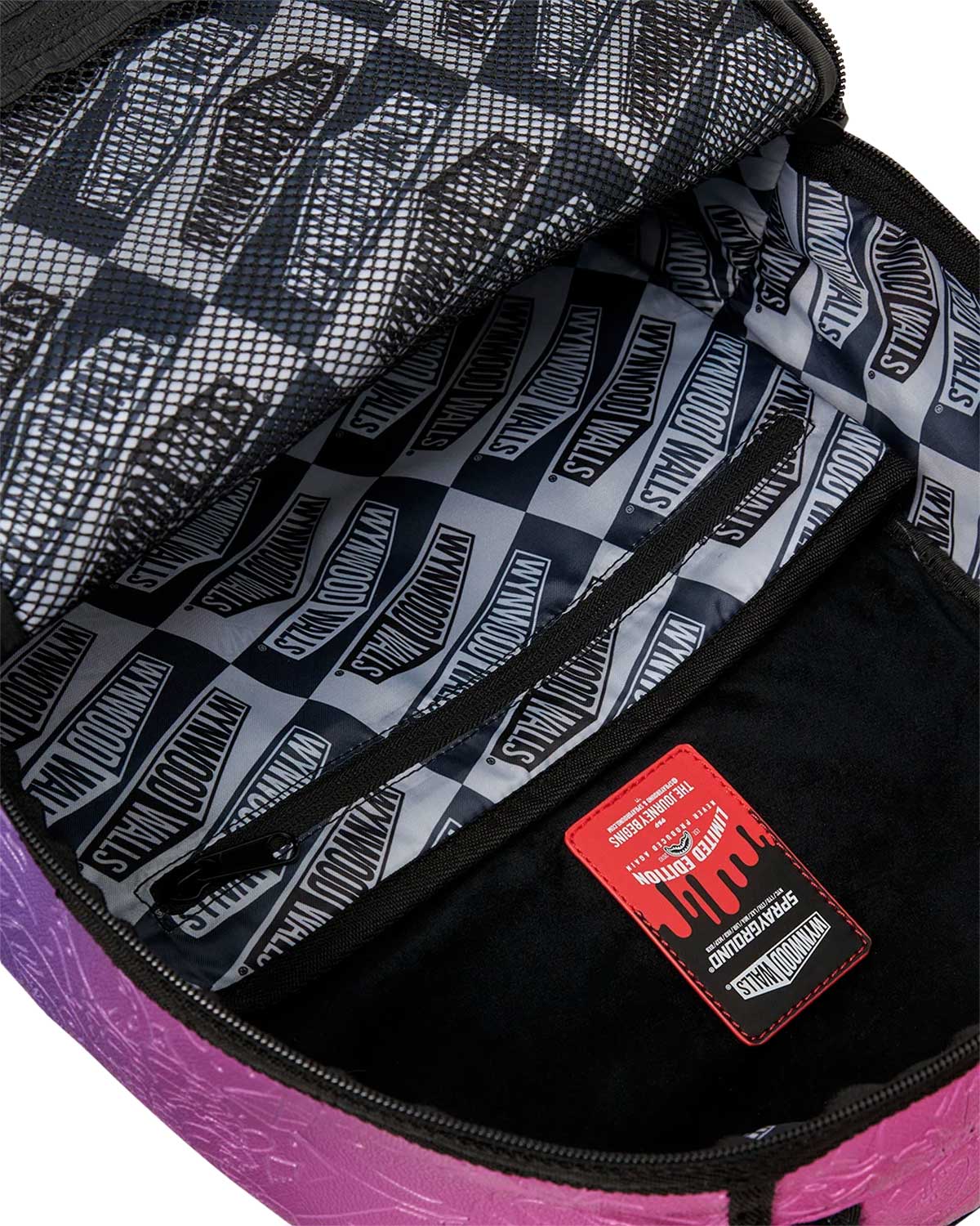 Sprayground Wynwood Walls Purple Doodle Emboss Backpack, interior lining