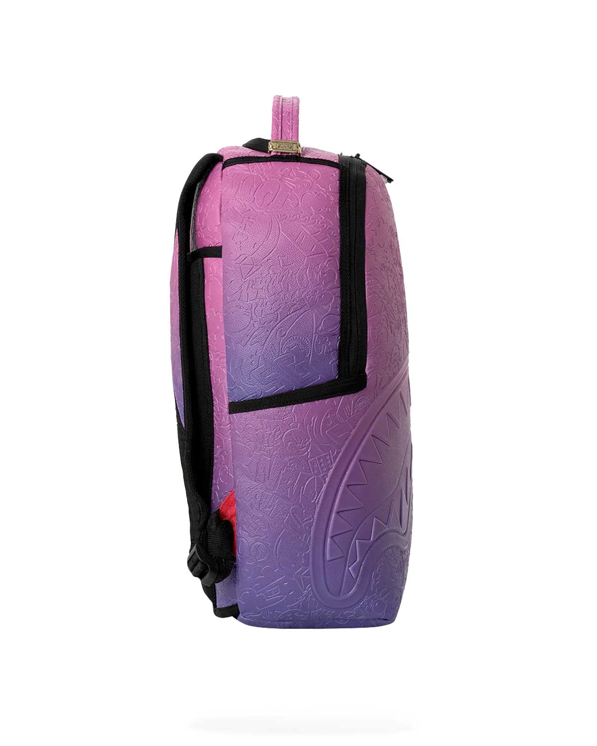 Sprayground Wynwood Walls Purple Doodle Emboss Backpack, three-quarter side view
