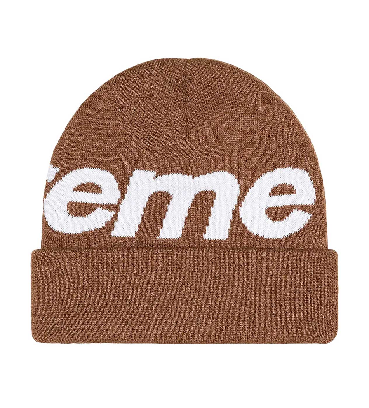Supreme Big Logo Beanie Brown