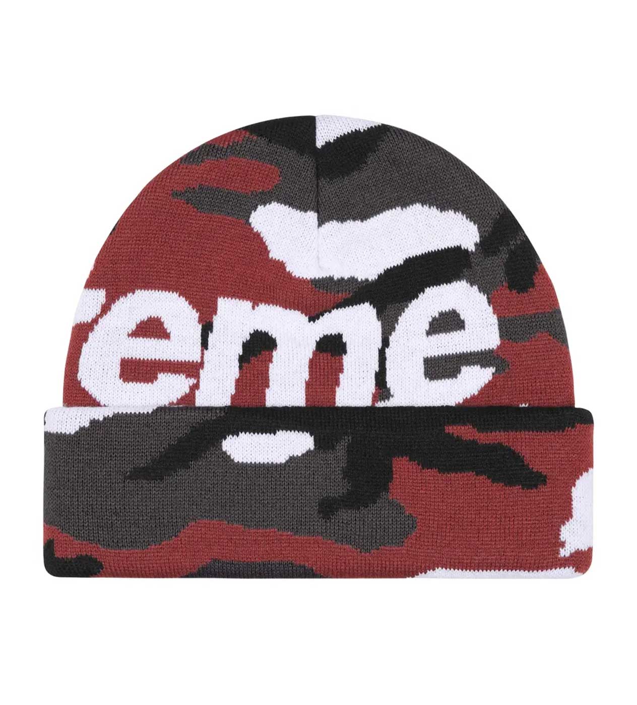 Supreme Big Logo Beanie Red Camo