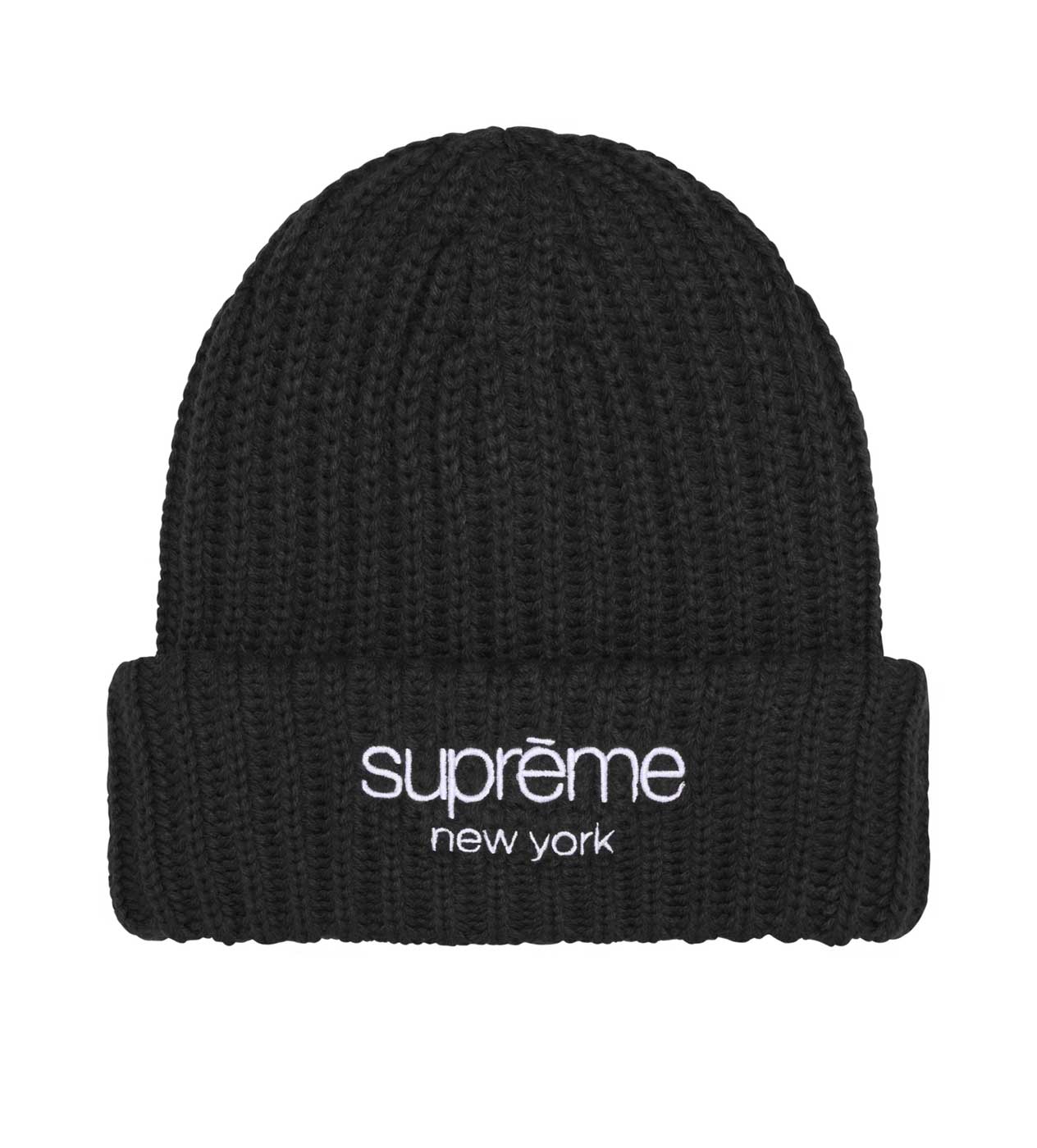 Supreme Chunky Rib Classic Logo Beanie Black