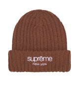 Supreme Chunky Rib Classic Logo Beanie Brown