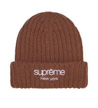 Supreme Chunky Rib Classic Logo Beanie Brown