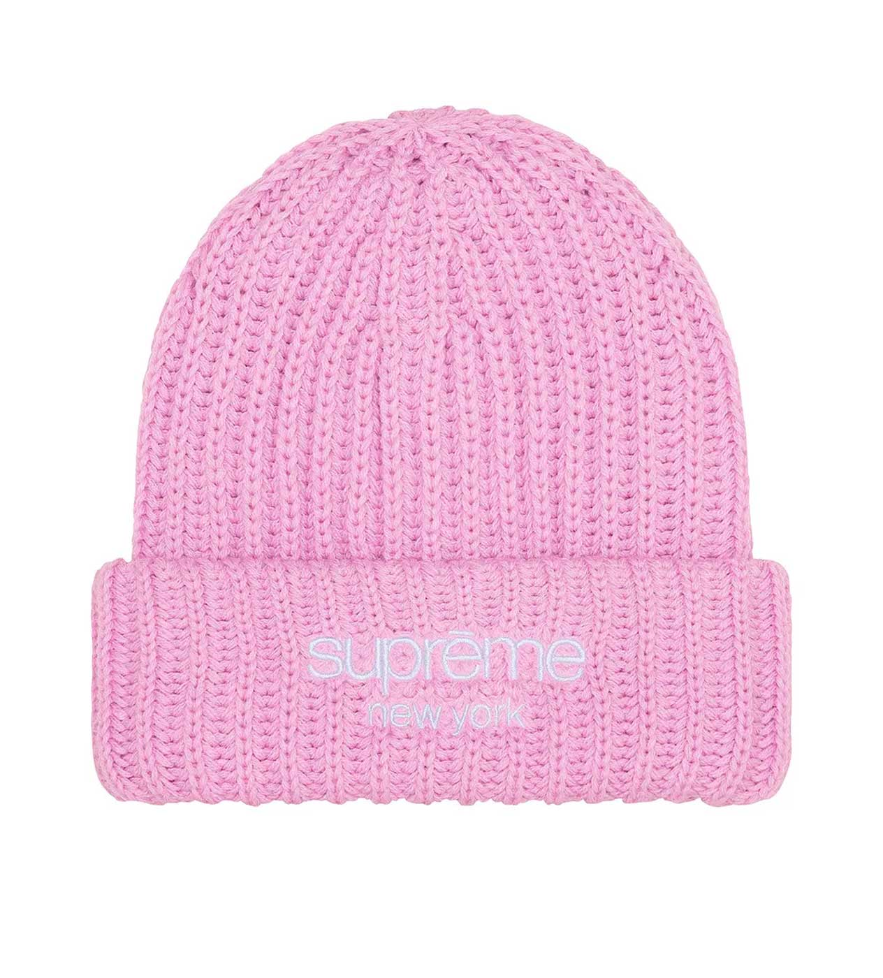 Supreme Chunky Rib Classic Logo Beanie Pink