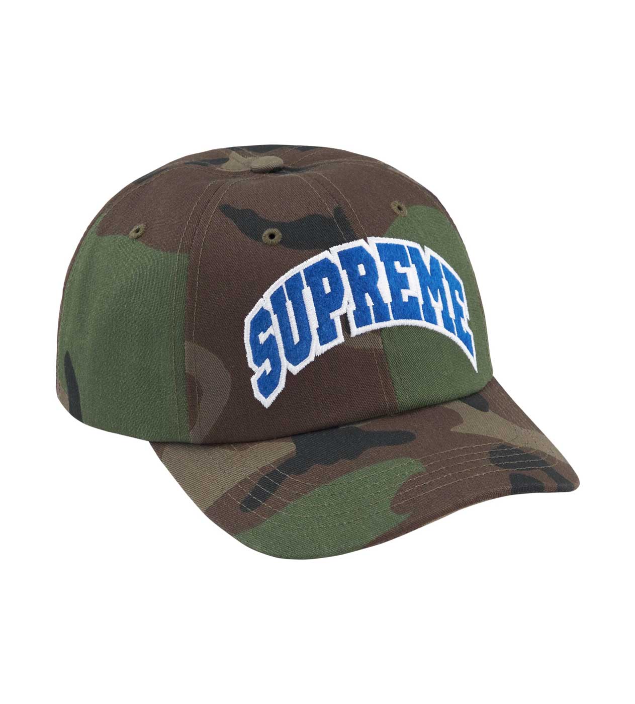 Supreme Felt Arc 6-Panel Snapback Camo front view