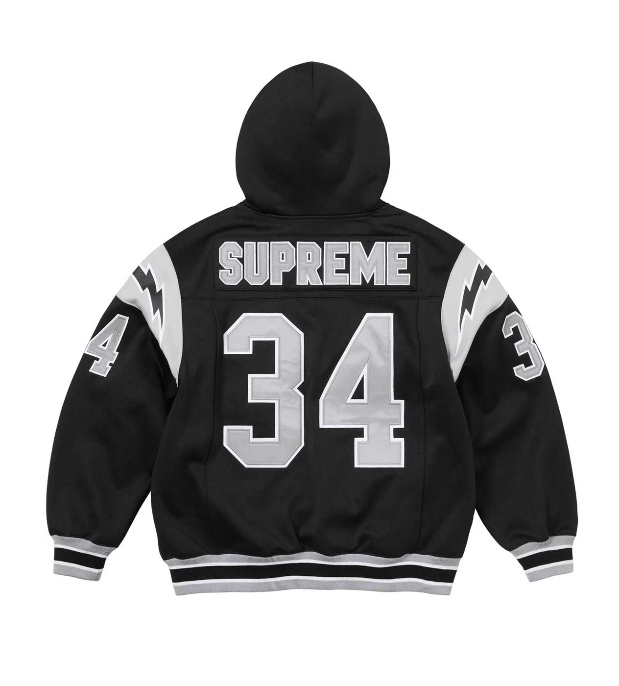 Supreme Football Zip Up Hooded Sweatshirt Black Back