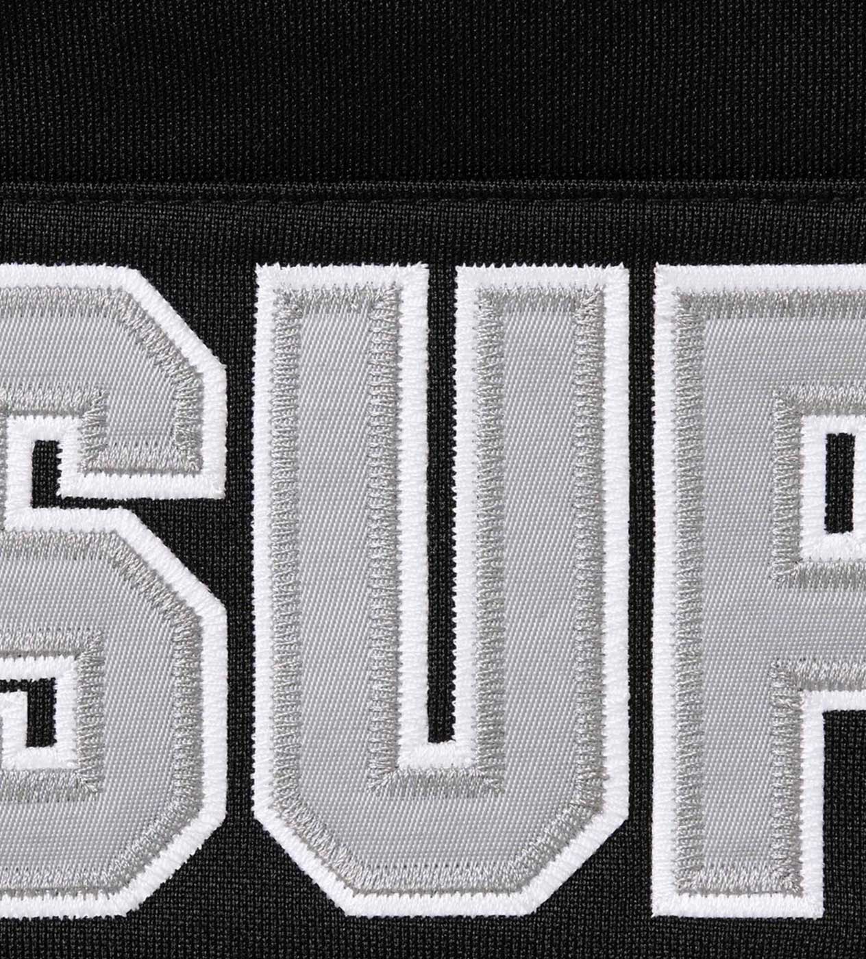 Supreme Football Zip Up Hooded Sweatshirt Black Detailed View