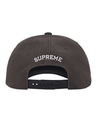 Supreme Garage 6 Panel Hat black, back view showing arched SUPREME embroidery and snapback strap