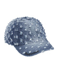 Supreme Hole Punch Rhinestone Denim 6 Panel Hat Blue