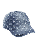 Supreme Hole Punch Rhinestone Denim 6 Panel Hat blue, denim cap with rhinestone hole-punch studs, front view