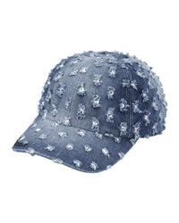 Supreme Hole Punch Rhinestone Denim 6 Panel Hat blue, denim cap with rhinestone hole-punch studs, angled side view