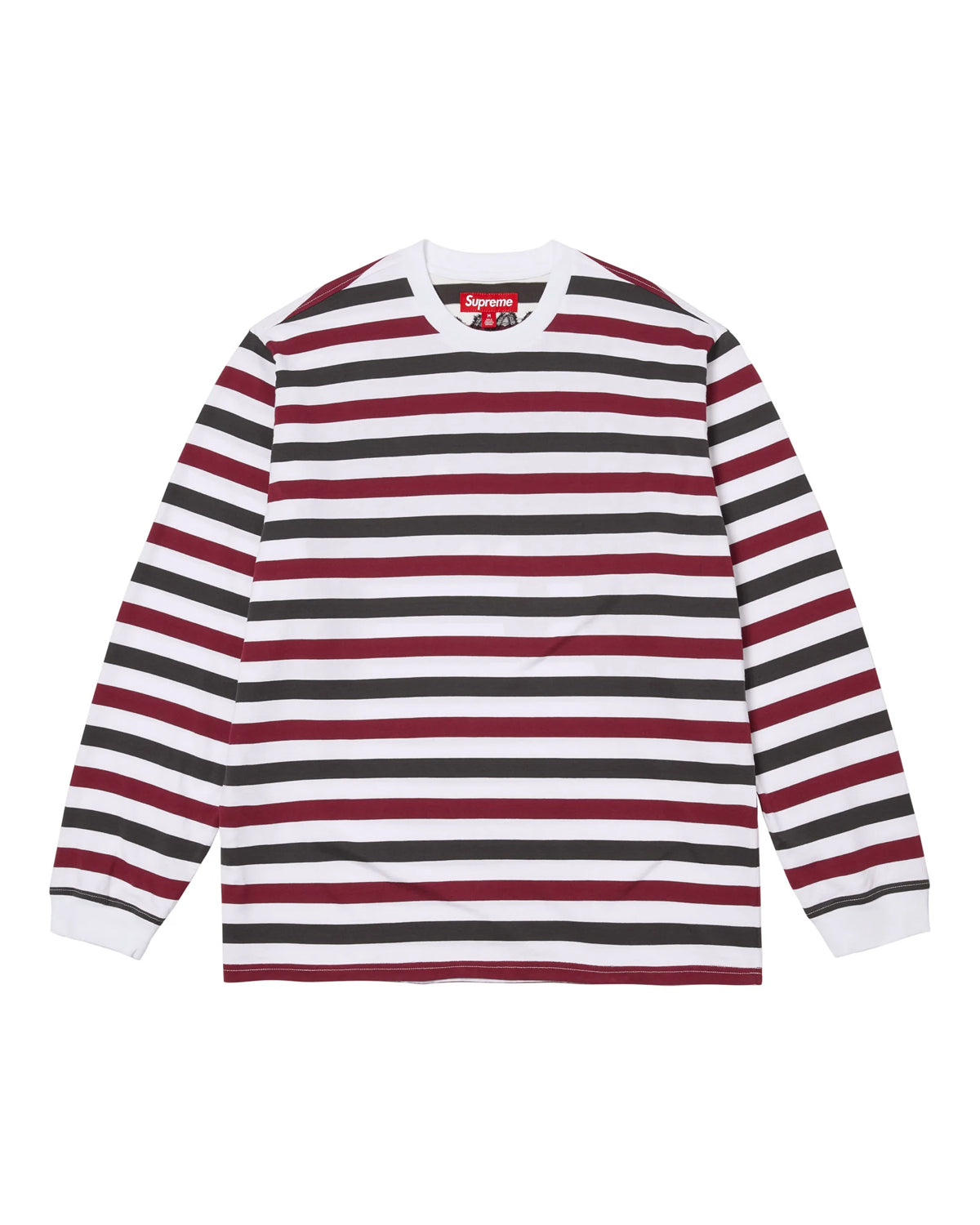 Supreme Intarsia L/S Tee Striped White/Red