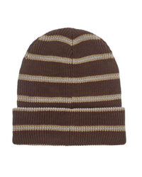 Supreme Metallic Stripe Beanie brown, striped rib-knit beanie, back view