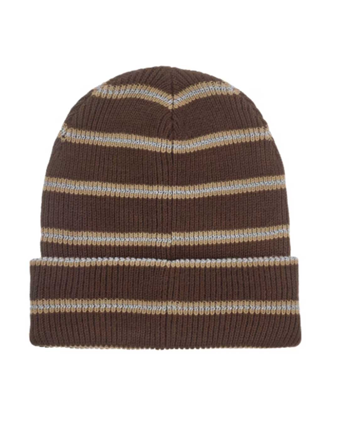 Supreme Metallic Stripe Beanie brown, striped rib-knit beanie, back view
