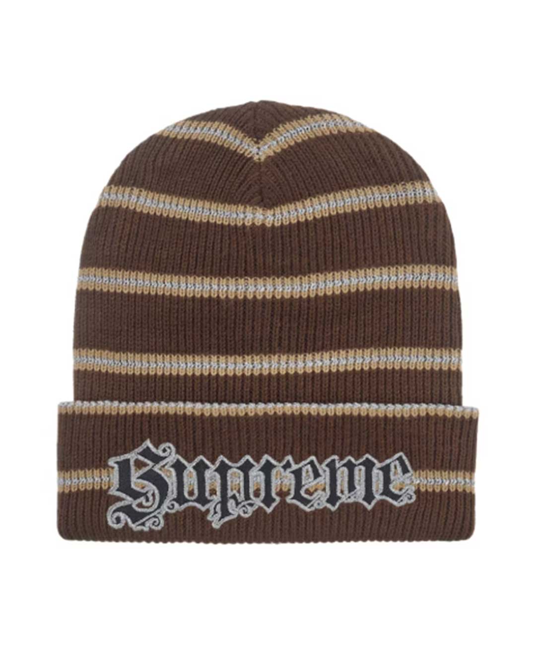 supreme ビーニーChenille Stripe Beanie Brown Supreme Metallic Stripe Beanie Brown – Restock AR