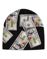 Supreme Money Beanie black, knit beanie with all-over $100 bill print, front view