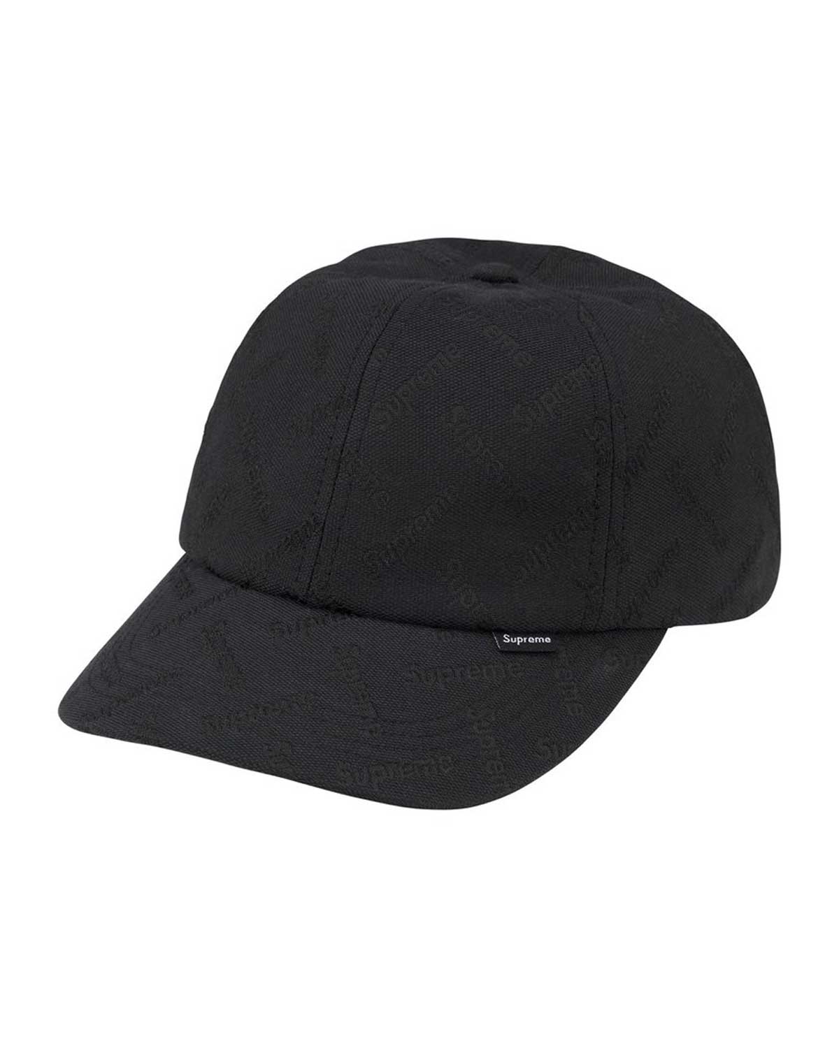 Supreme Monogram Jacquard 6 Panel Hat Black