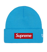 Supreme New Era Box Logo Beanie Cyan
