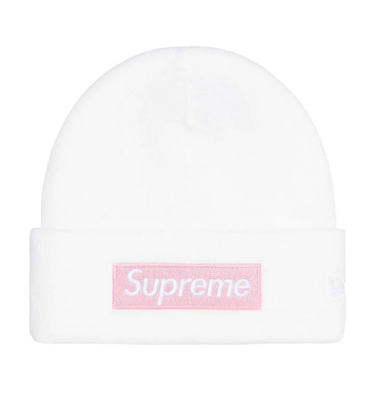 Supreme New Era Box Logo Beanie White/Pink – Restock AR