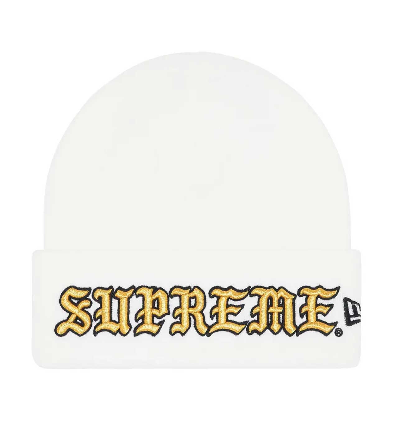 Supreme Old English Beanie White/Gold