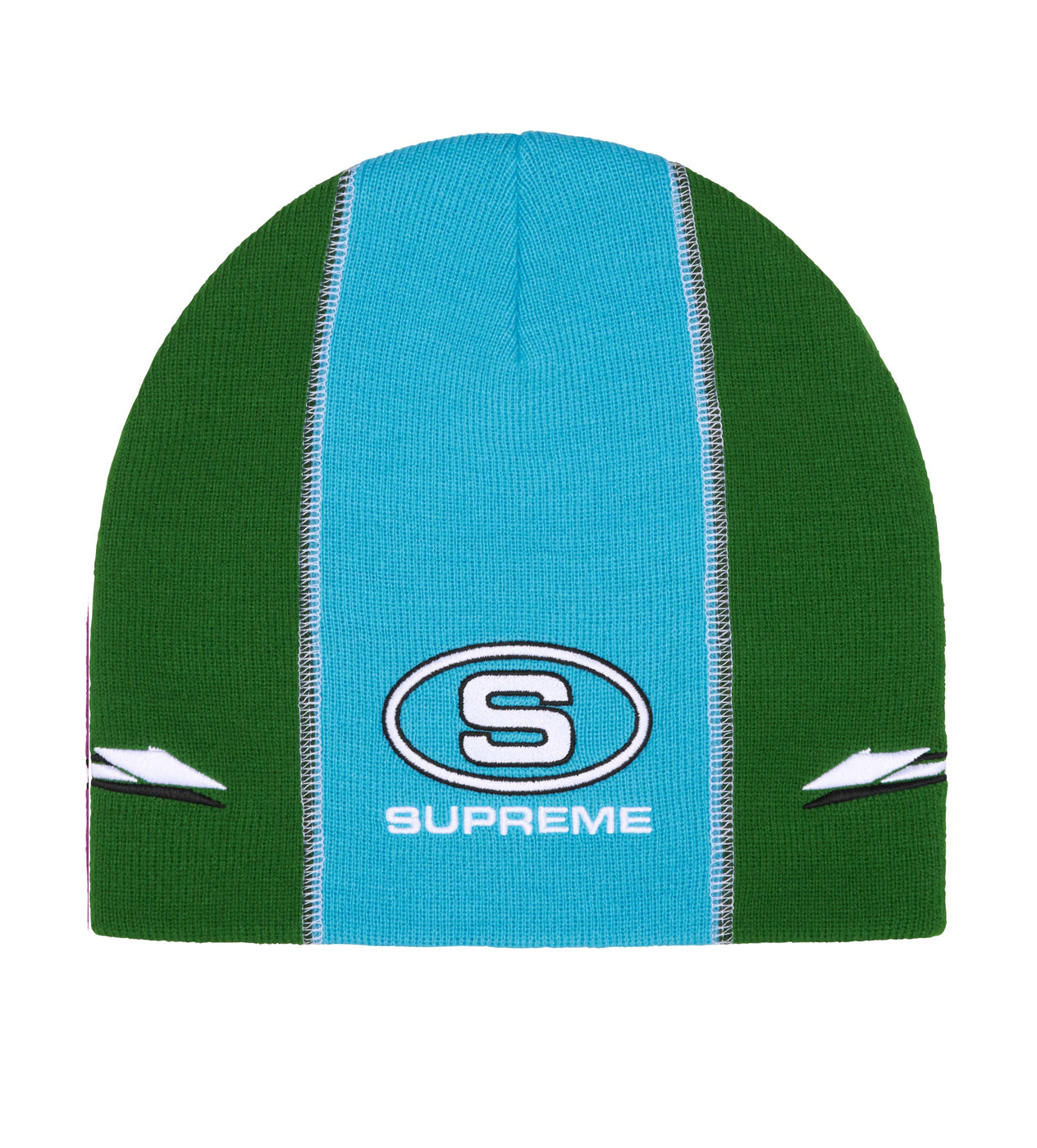 Supreme Racing Panel Beanie Green/Light Blue