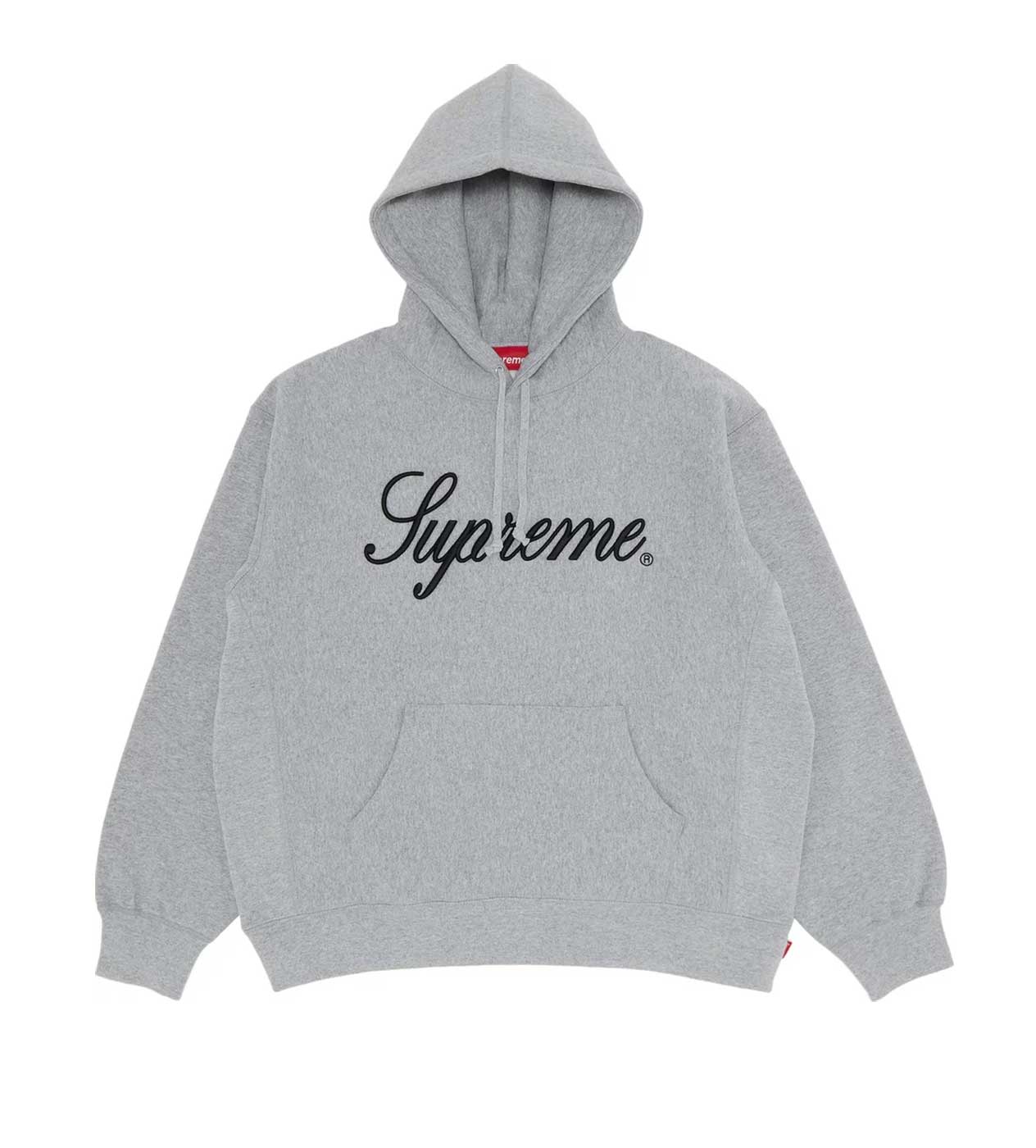 Supreme Raised Script Hoodie Heather Grey