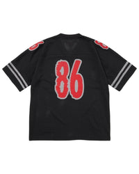 Supreme Reflective Football Jersey black, large red 86 across the back, back view