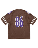 Supreme Reflective Football Jersey brown, large purple 86 across the back, back view