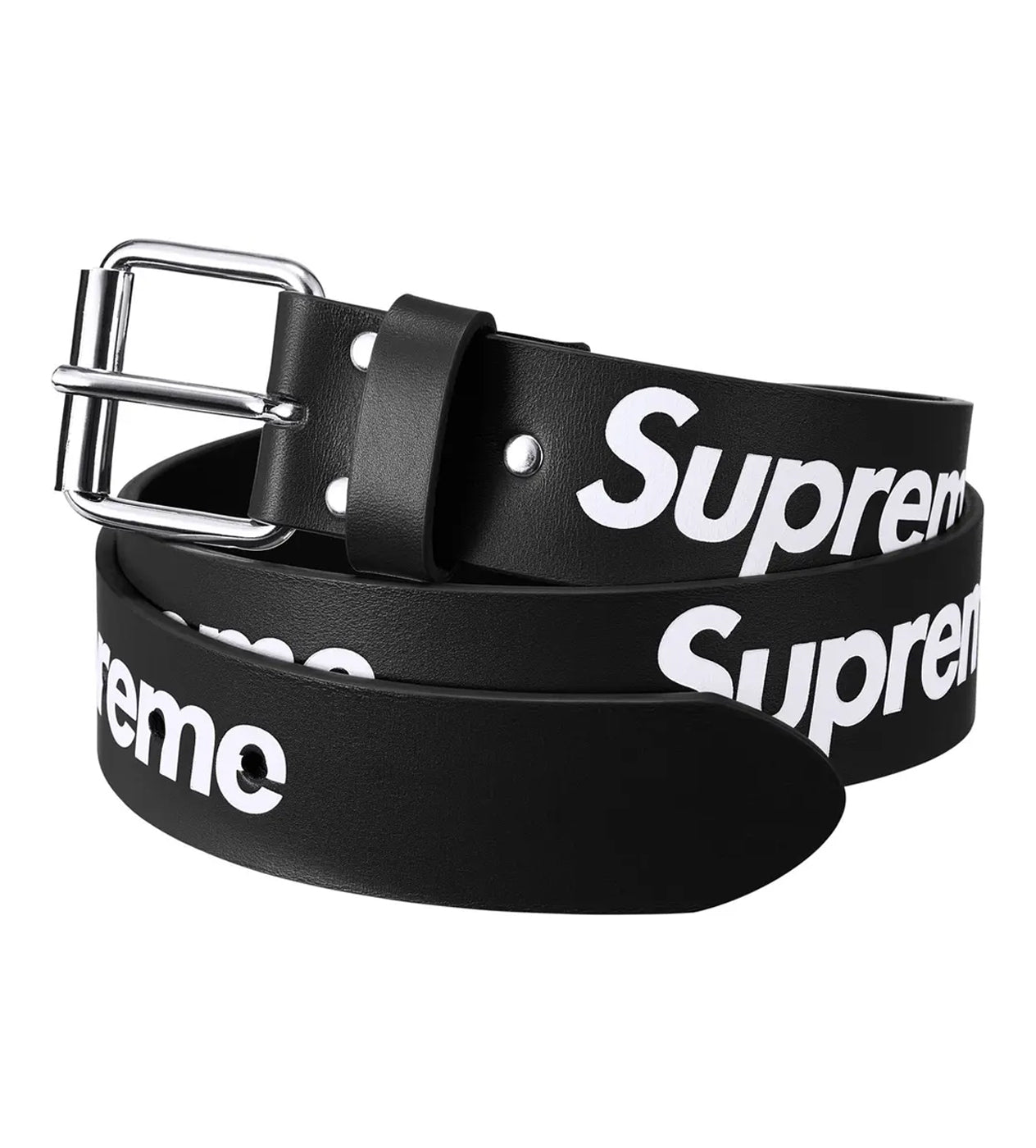 Supreme Repeat Leather Belt Black