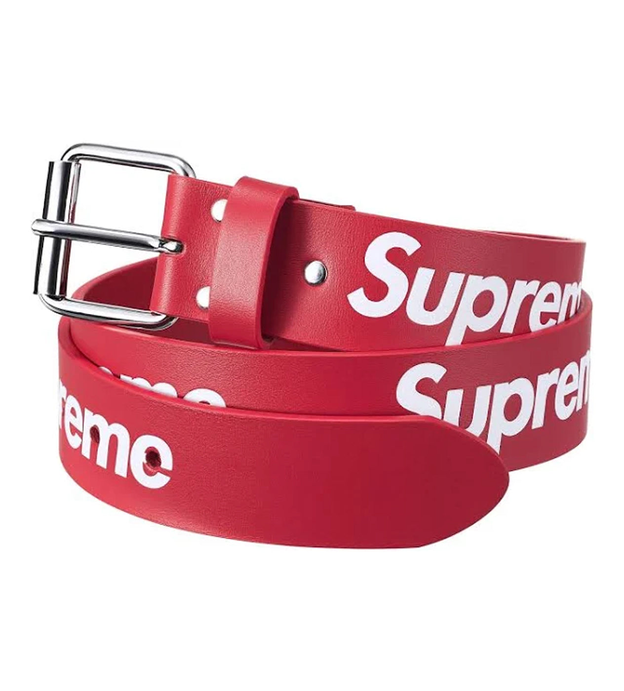 Supreme Repeat Leather Belt Red