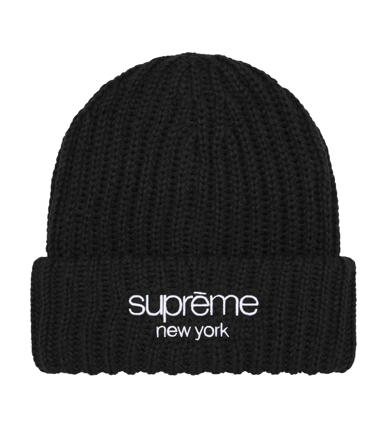 Supreme Ribbed Classic Logo Beanie Black